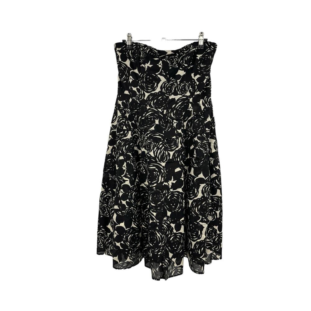 The Limited Event Dress Womens 6 Mini Floral Tiered Strapless Black White Party